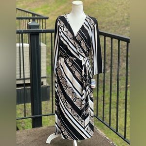 NWT INC Striped Faux Wrap Dress Sz XL Snake Print